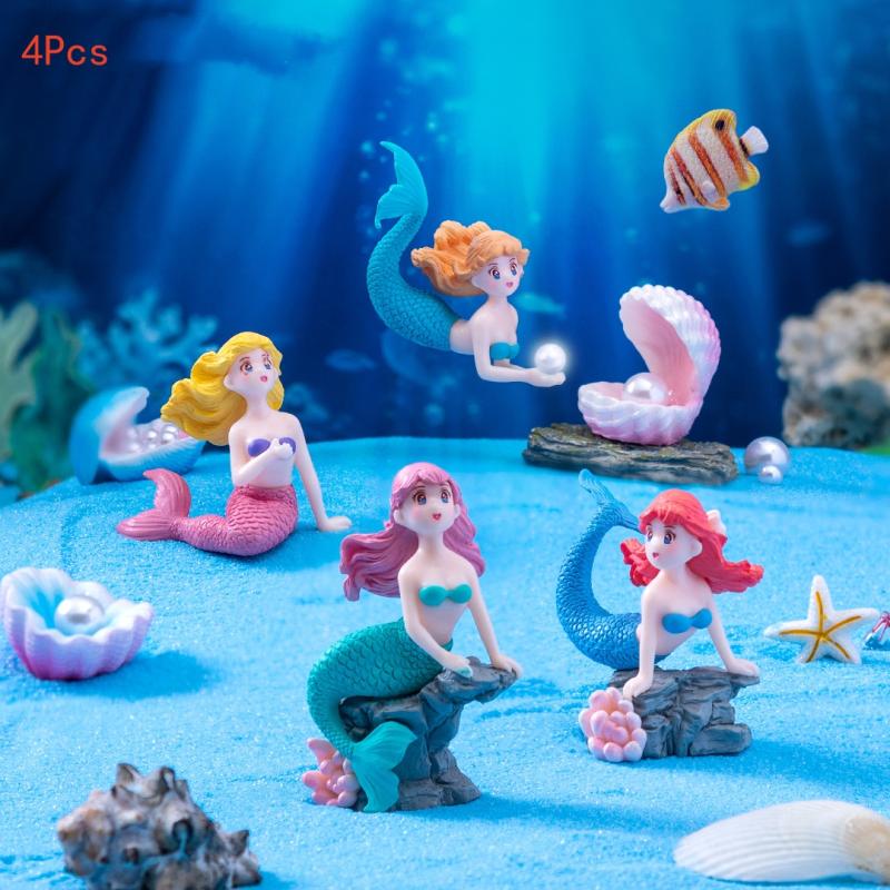 Marine Aquarium For Sale - 4Pcs Plastic Fish Tank Little Mermaid