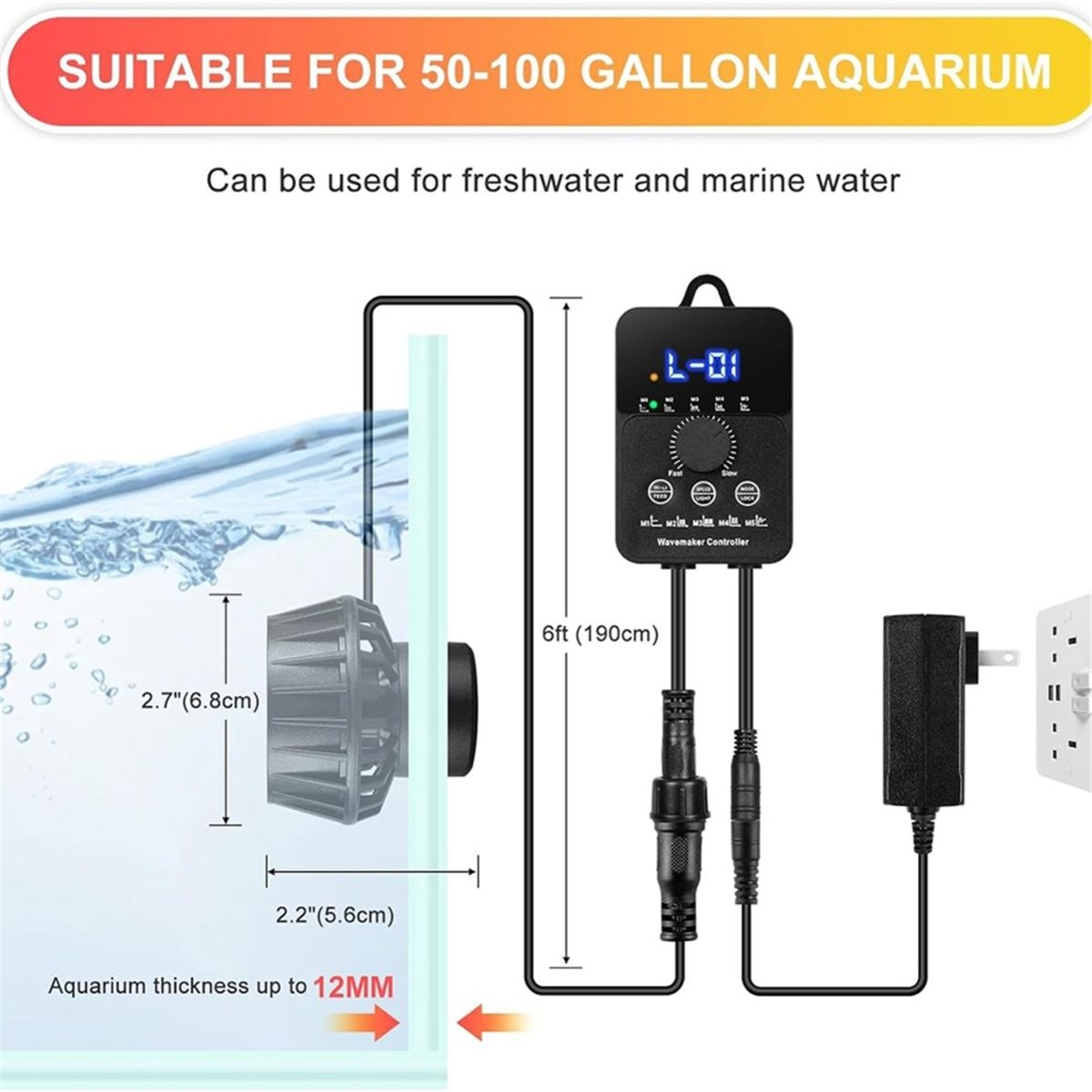A983K 2100GPH Aquarium Wave Ma - Powerhead Wave Maker recension och pris