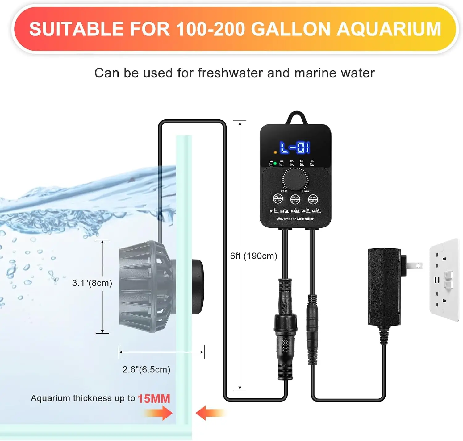 3400GPH Aquarium Wave Maker DC - Powerhead Wave Maker recension och pris